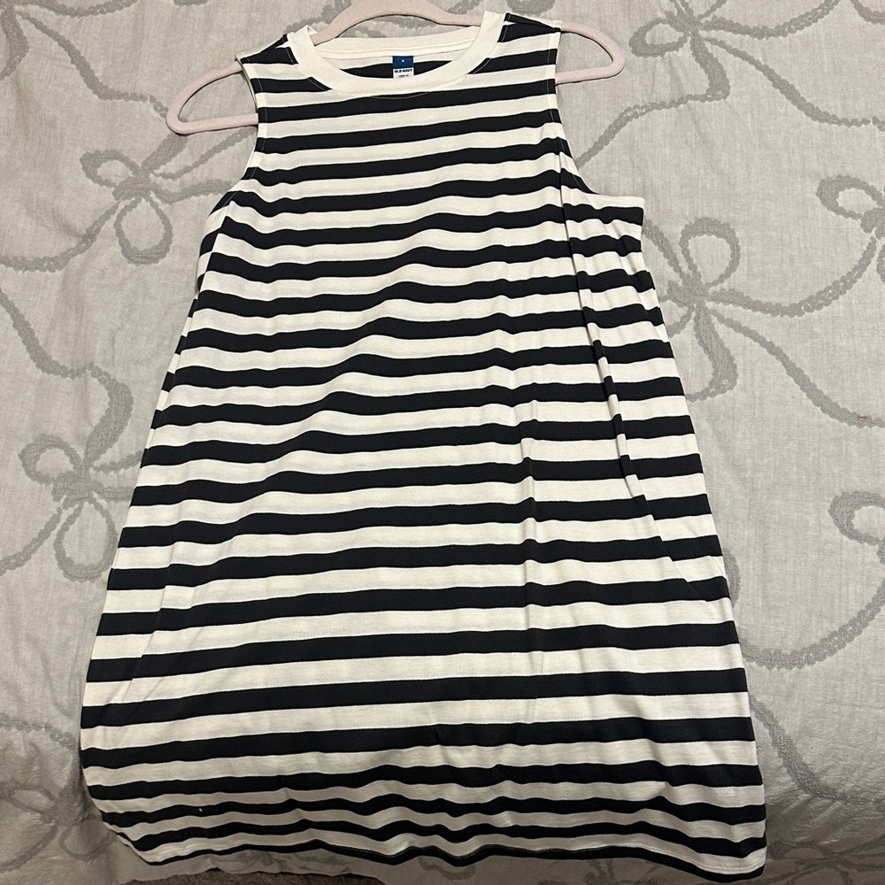 Nautical Striped Dress in Black and White